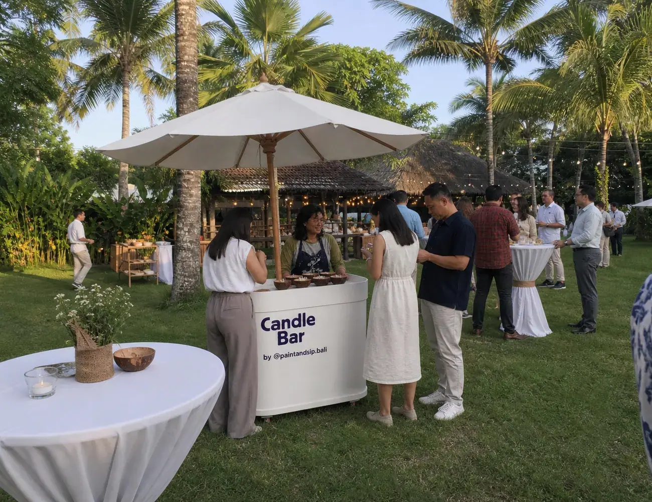 Guest pouring wax at the Candle Bar booth