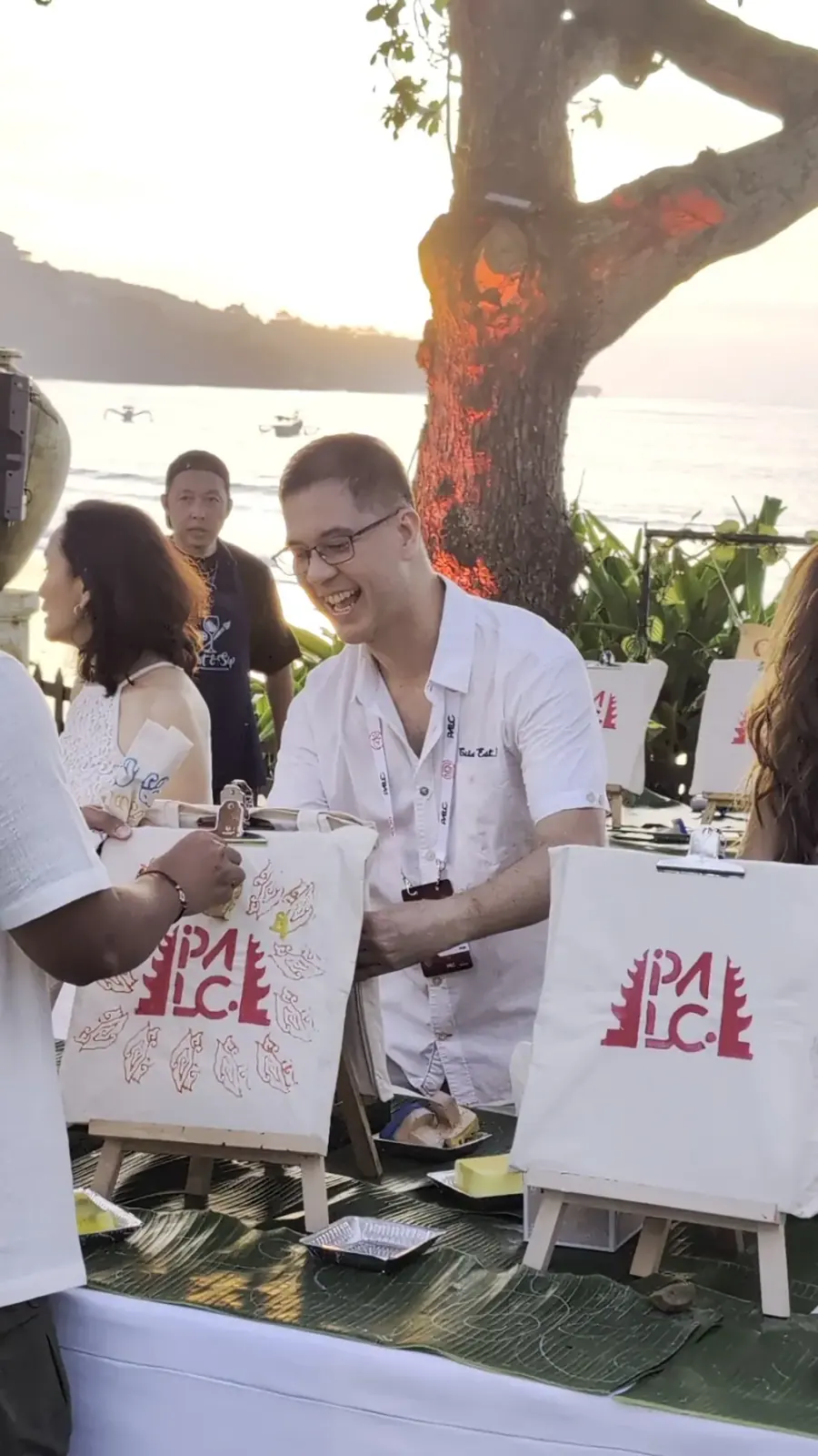 Batik Stampel Booth guests at a Bali event