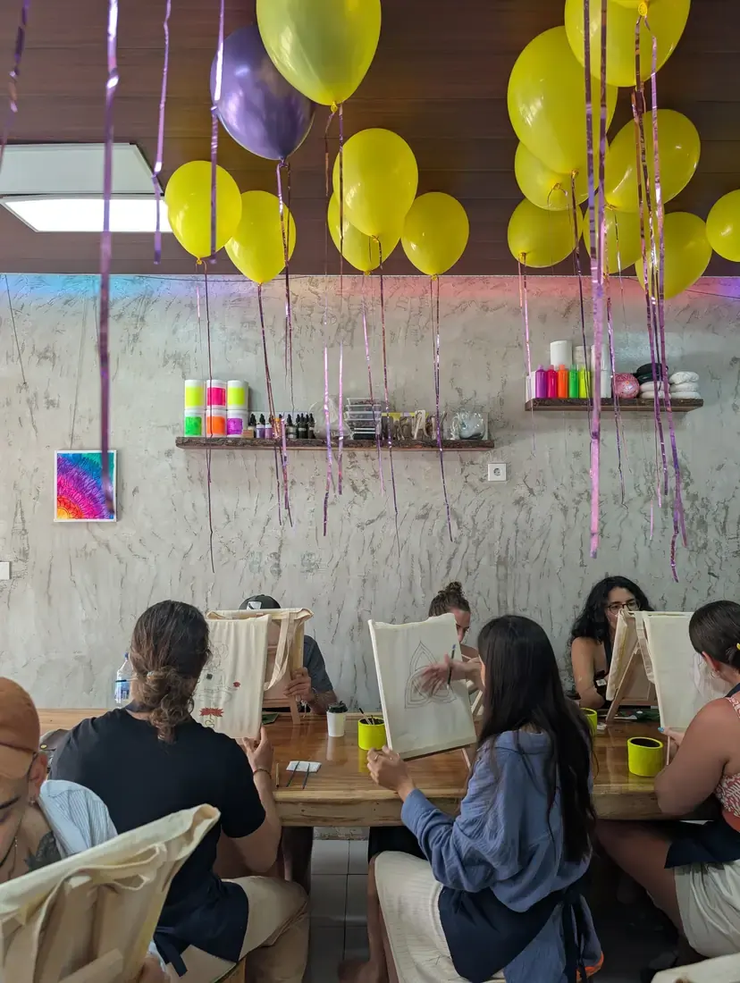 Paint and sip guests with canvases and art materials