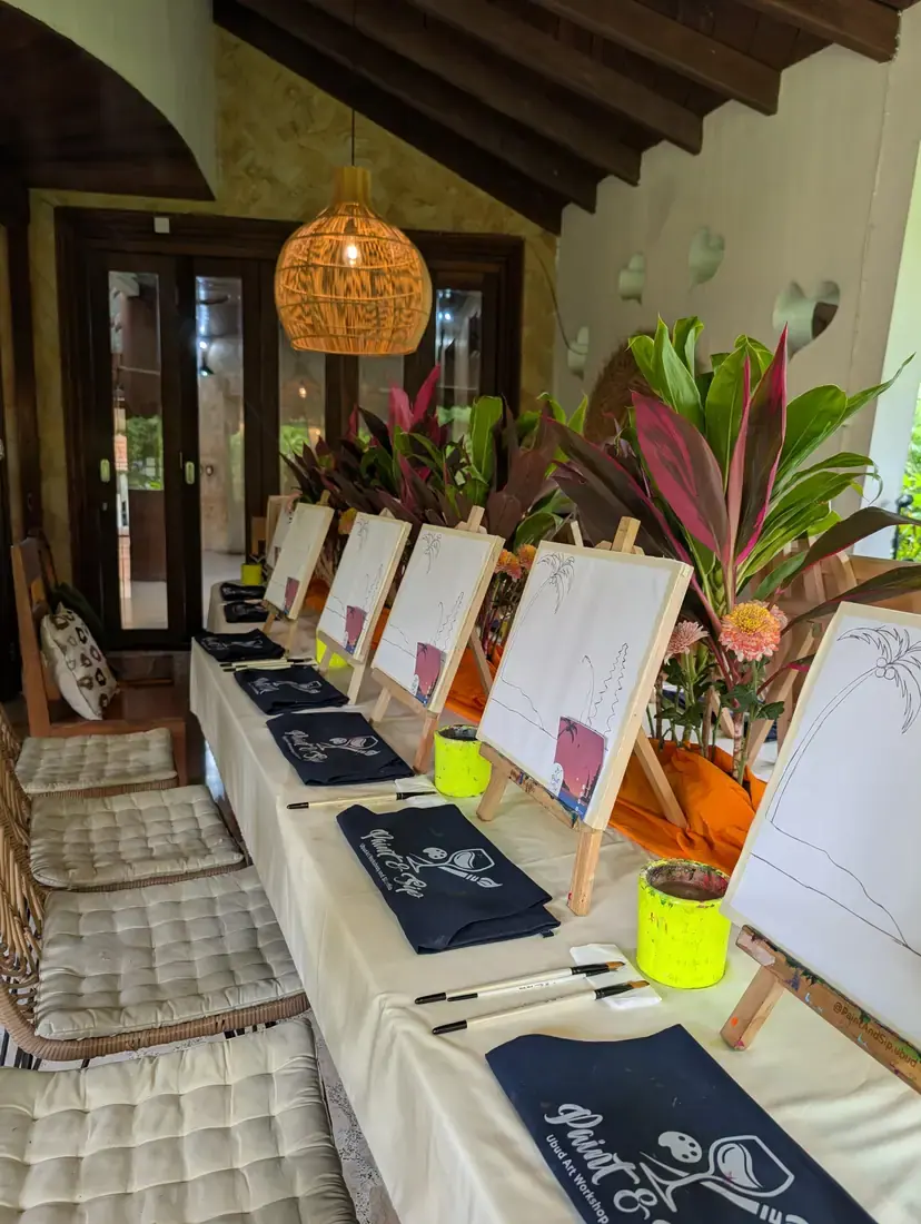 Private painting event with finished artwork