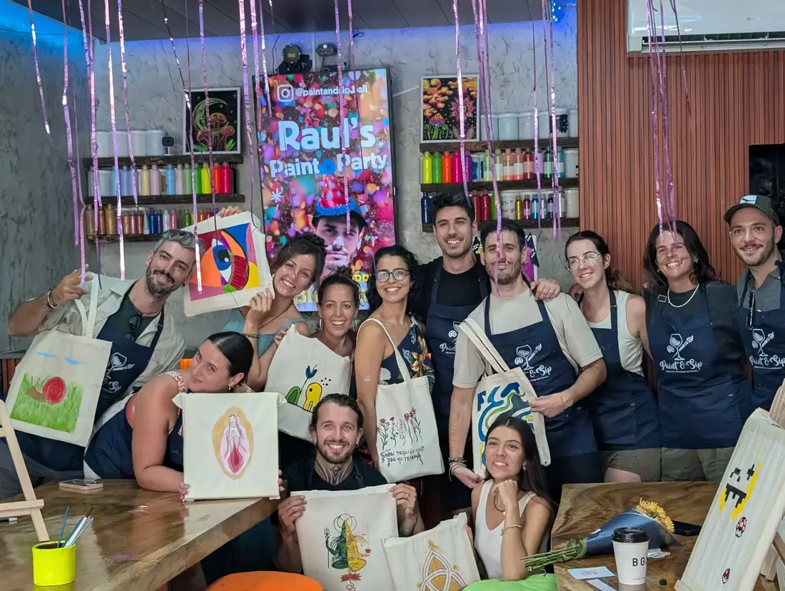 Group art activity for a private event in Bali