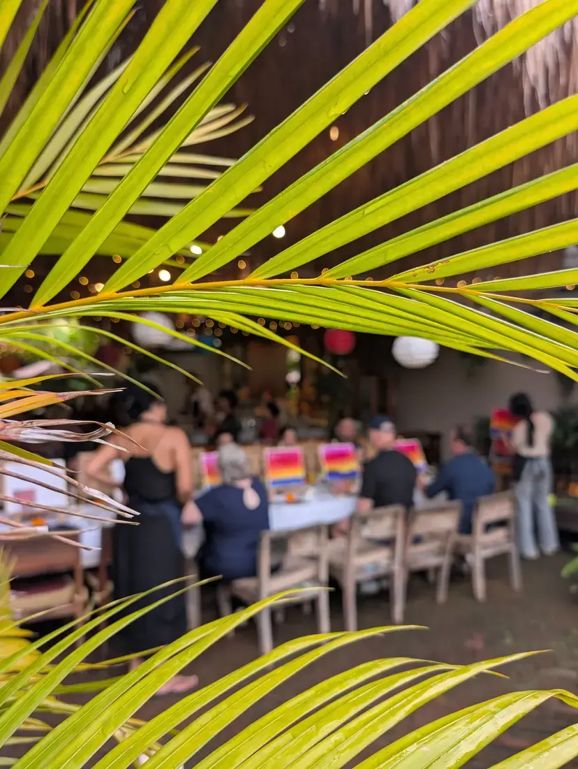 Private event painting setup with guests