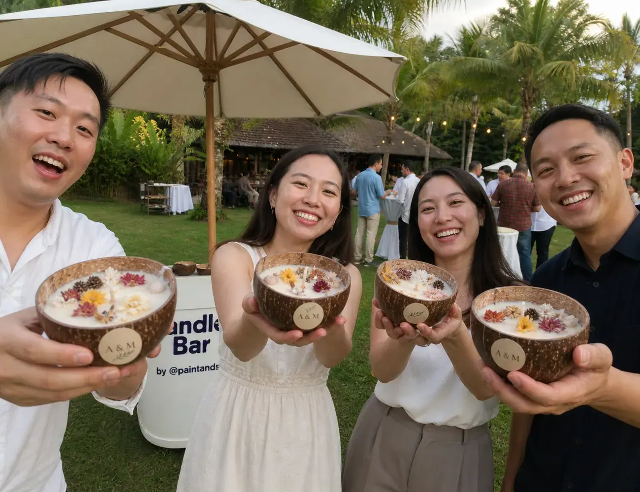 Candle Bar booth at an outdoor Bali event