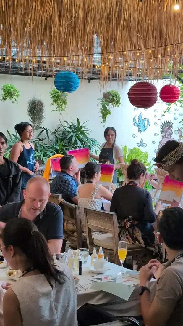 Colorful private paint party moment in Bali