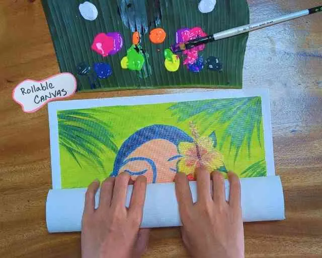 Rollable canvas painting with Grade A paint ready for travel